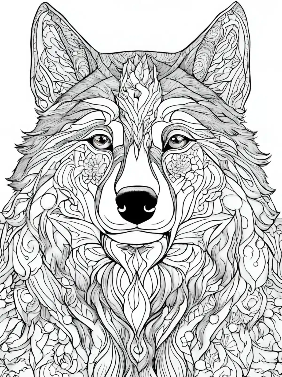 Wolf kostenloses Ausmalbild - Wildtiere in Europa