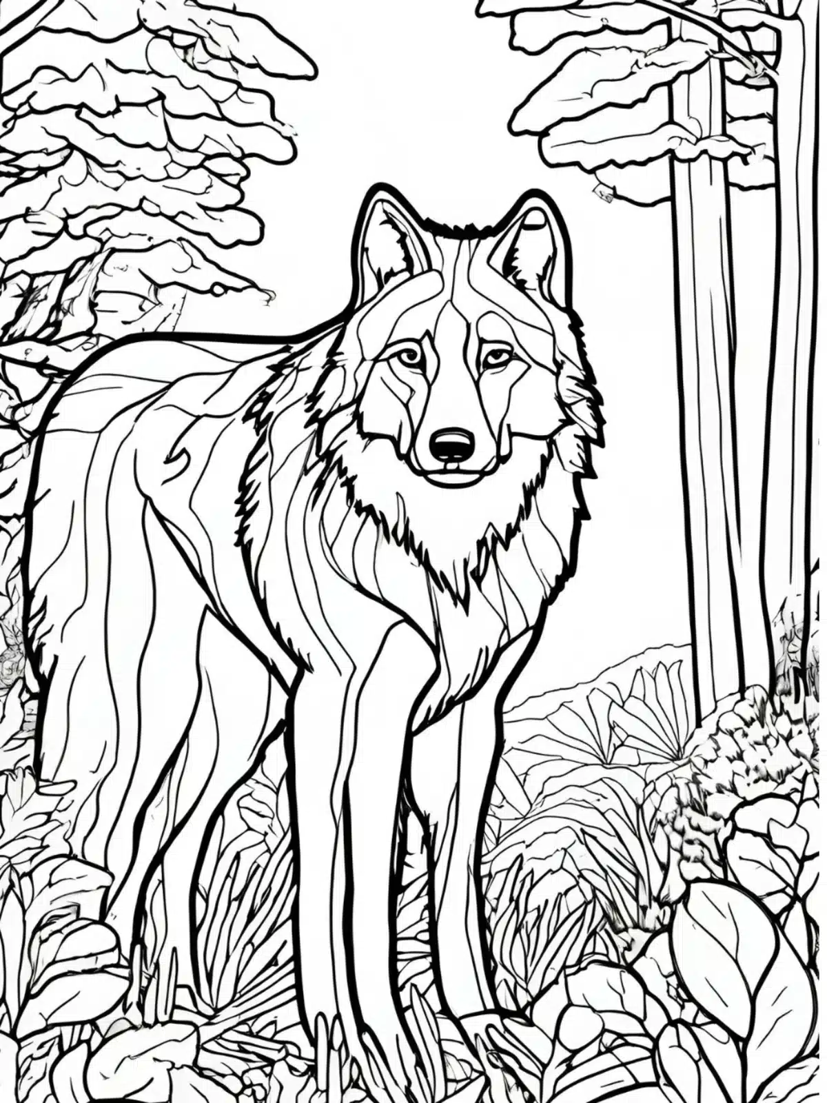 Wolf kostenloses Ausmalbild - Wildtiere in Europa