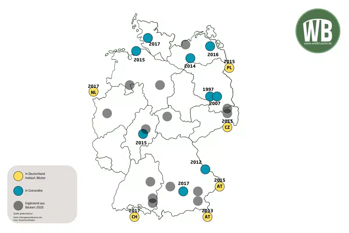 Goldschakal Deutschland Karte - Wildtiere in Europa