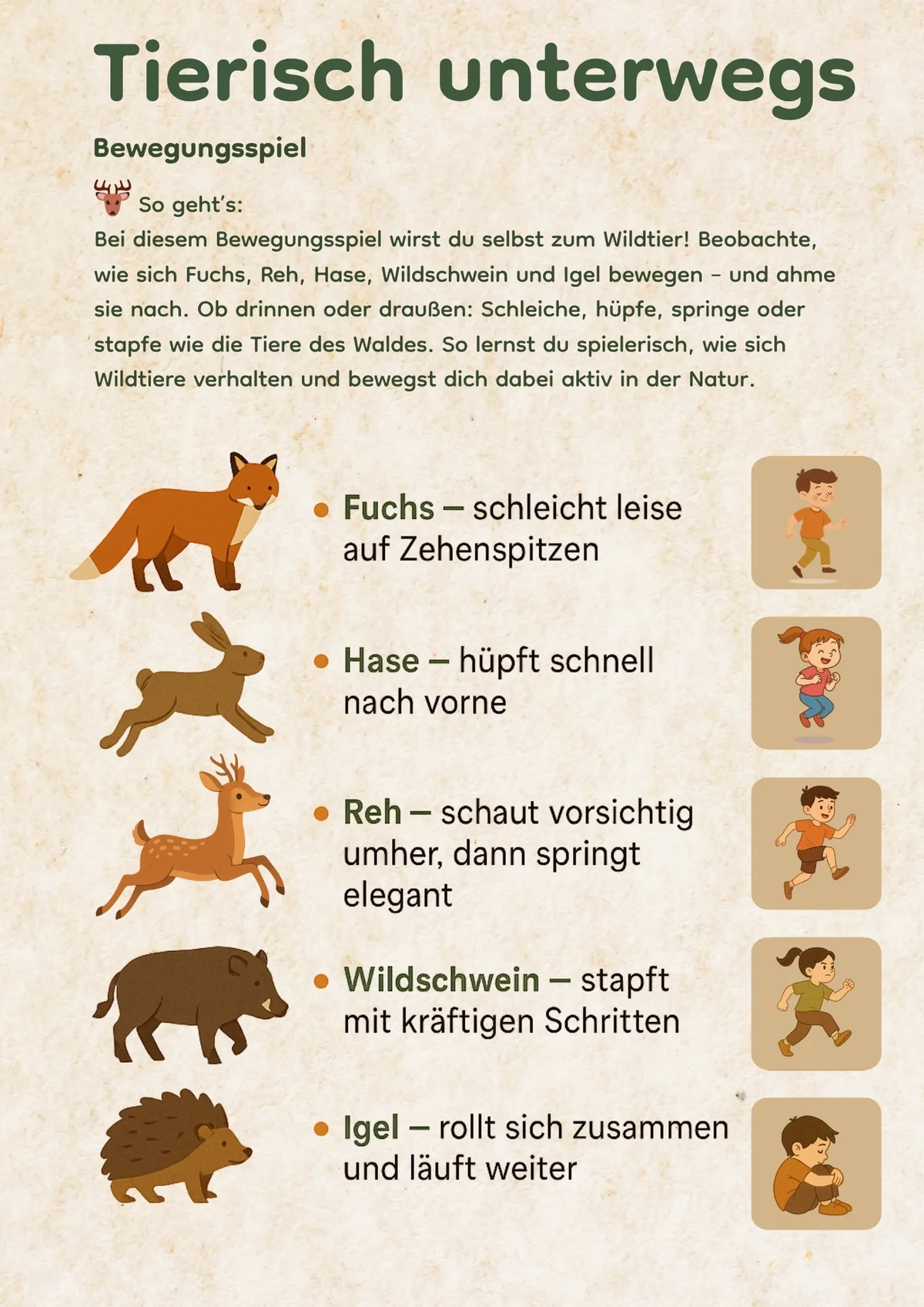 Aktivní hra s divokými zvířaty Zvířecí v pohybu - Divoká zvířata v Evropě