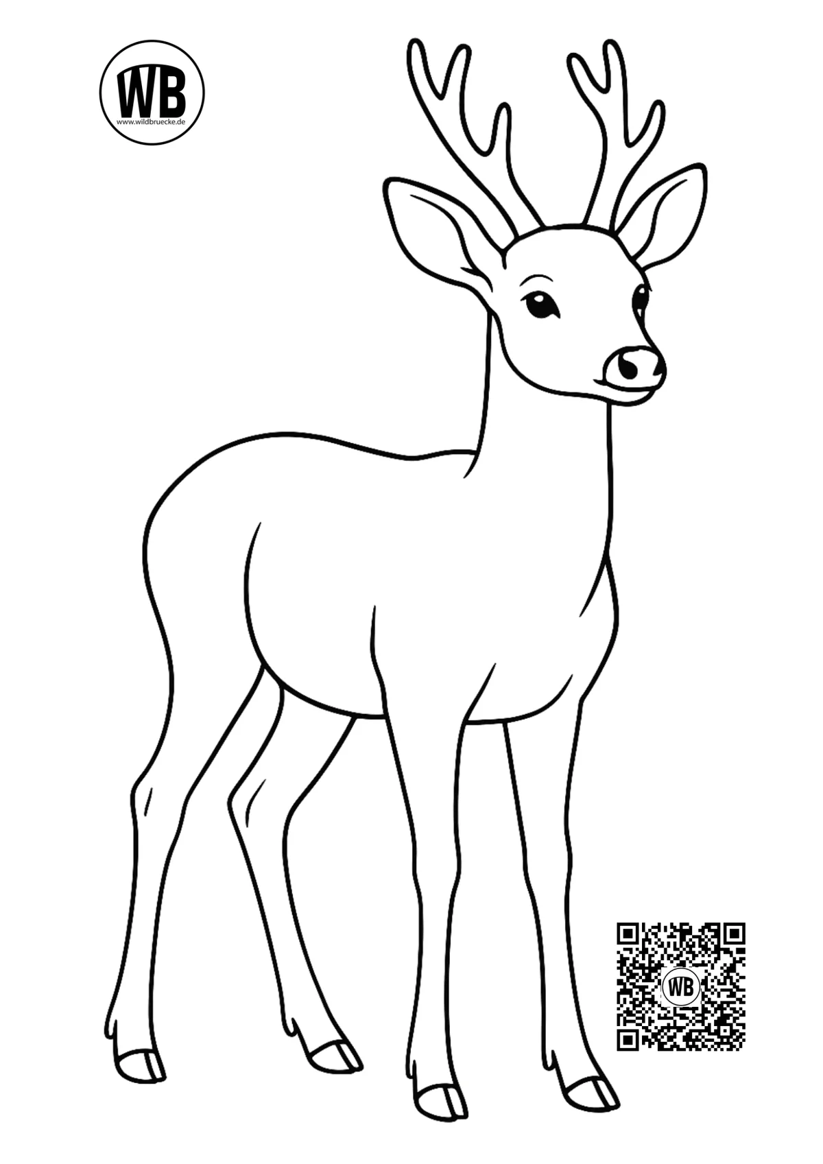 Ausmalbild Reh 1 - Wildtiere in Europa